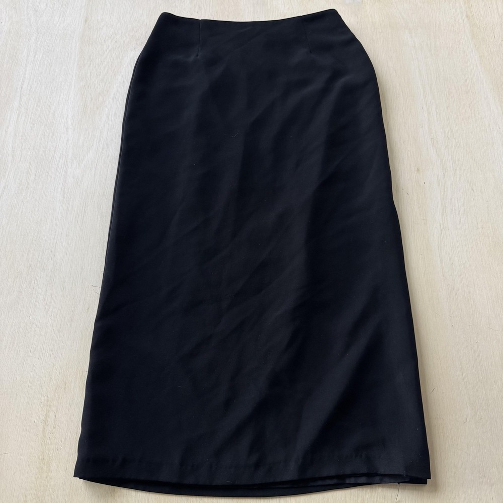 Cartise Skirt Womens 12 Black Solid Microfiber Pencil Midi Lined Slit High Rise